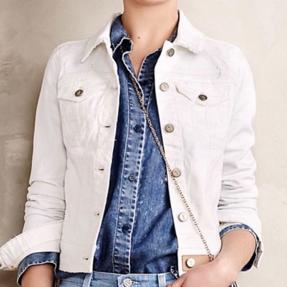 Pilcro and the Letterpress White Denim Jean Jacket